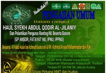 Pelantikan PRNU dan Banom Dirangkai Peringatan Haul Syaikh Abdul Qadir