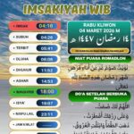 Jadwal Imsakiyah untuk Wilayah Kudus, 14 Ramadan 1447 H