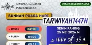 Jadwal Imsakiyah Puasa Tarwiyah untuk Wilayah Kudus, 8 Zulhijjah 1447 H