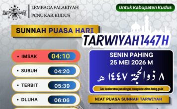 Jadwal Imsakiyah Puasa Tarwiyah untuk Wilayah Kudus, 8 Zulhijjah 1447 H
